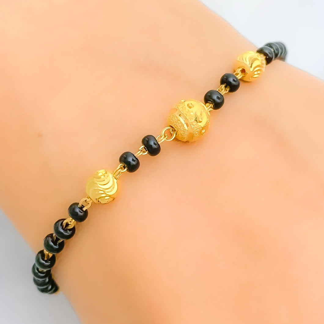 22k Indian Black Bead Orb Bracelets | 3-8g