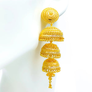22k Indian Jhumkie Earrings - 2.5-3.5" | 25g+