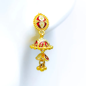 22k Indian Jhumkie Earrings - Meena 1" | 5-10g