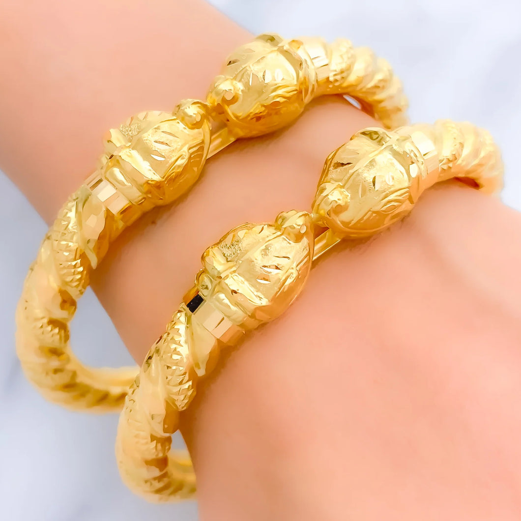22k Indian Hollow Foil Pipe Bangles - 20g to 30g
