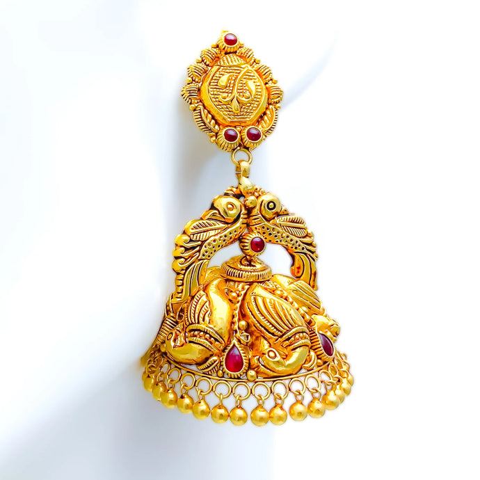22k Indian Jhumki Earrings - Temple