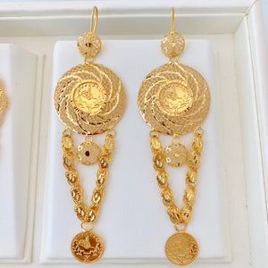 21k Kuwaiti Coin Earrings - Hanging